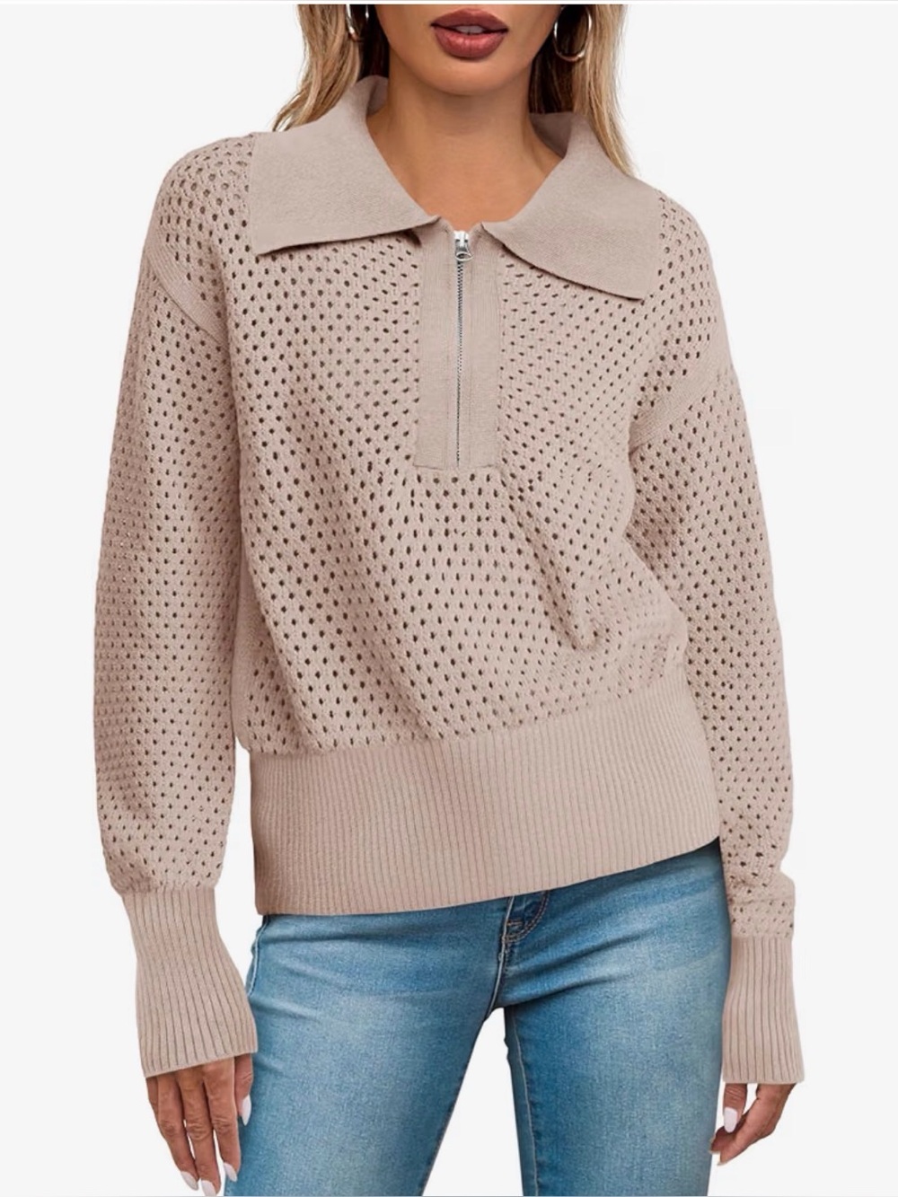 Khaki knit sweater small